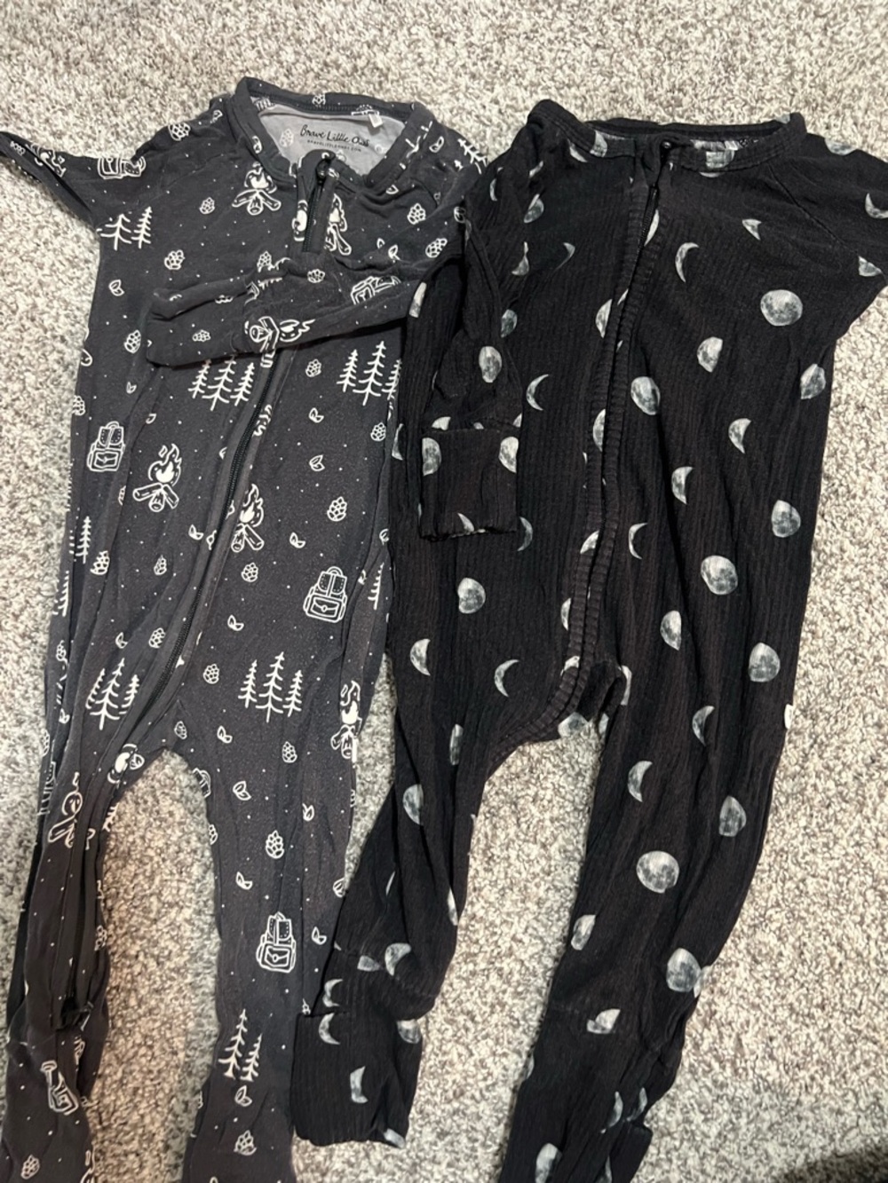 Kids' Black Moon Print Footed Pajama Romper